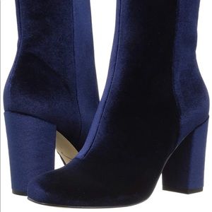Velvet Navy Ankle Boots